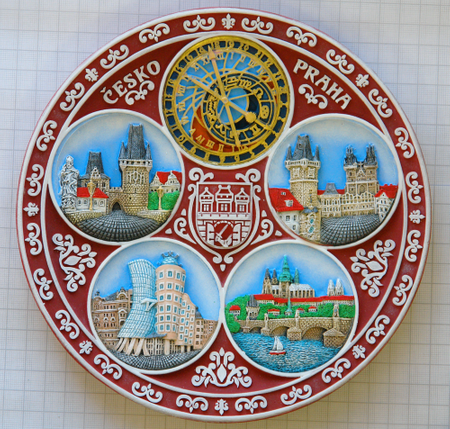 Talerz ceramiczny ręcznie malowany dekoracyjny 20cm czerwona Praga CHK-PT-003