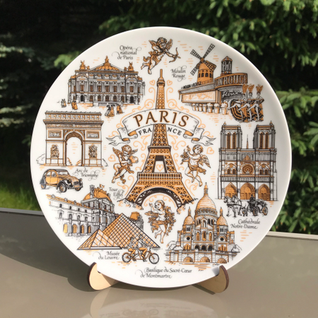 Pamiątka z Paryża, talerz dekoracyjny, ceramiczny talerz na ścianę 20cm FR-MT-002