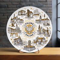 Talerz porcelanowy ozdobny na ścianę 20cm Polska złoty POL-MT-187