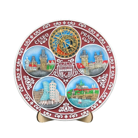 Praga ręcznie malowany talerz ścienny 3D - CHK-PT-003