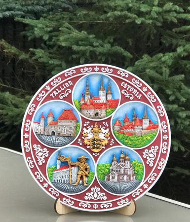 Tallinn ręcznie malowany talerz ścienny 3D - EE-PT-003