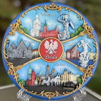 Polen handbemalter Wandteller 20 cm – Weißer Adler & 4 Städte POL-PT-001