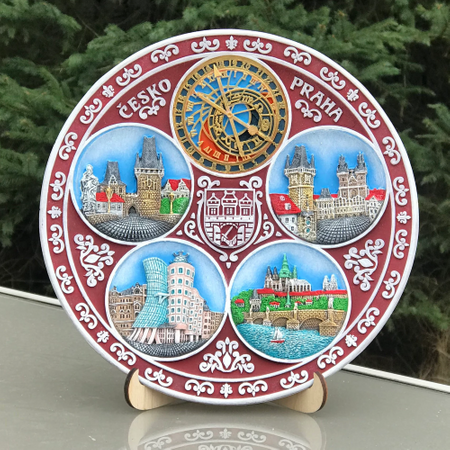 Praga ręcznie malowany talerz ścienny 3D - CHK-PT-003