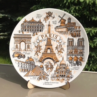 Talerz porcelanowy dekoracyjny Paryż złoty 20cm na ścianę FR-MT-002