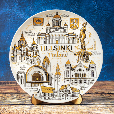 Pamiątka z Helsinek, talerz dekoracyjny, ceramiczny talerz na ścianę, Helsinki, Finlandia, 20 cm FIN-MT-005