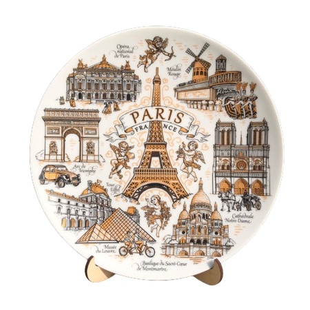 Pamiątka z Paryża, talerz dekoracyjny, ceramiczny talerz na ścianę 20cm FR-MT-002