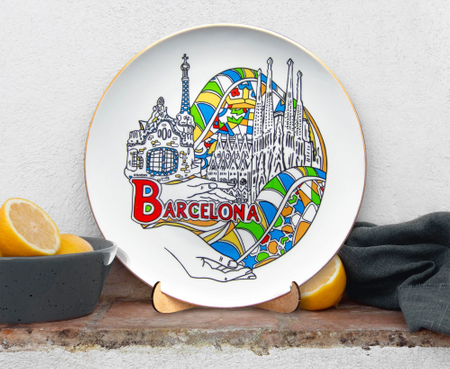 Pamiątkowy talerz z Barcelony 20cm - Dekoracyjna pamiątka Hiszpania ES-MT-005