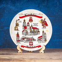 Kraków Talerz Pamiątkowy - Kolorowy Dekoracyjny Talerz Porcelanowy 20 cm - Polska Pamiątka na Ścianę POL-MT-080