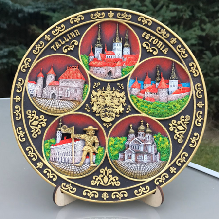 Talerz 20cm Tallin ceramiczny ozdobny ręcznie malowany pamiątka z Estonii Suvenix EE-PT-001