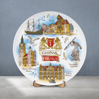 Plate 20cm Gdansk ceramic decorative wall collectible souvenir from Poland Suvenix POL-MT-216