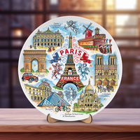 Paris Sehenswürdigkeiten Keramik Wandteller 20 cm – Souvenir Frankreich FR-MT-007