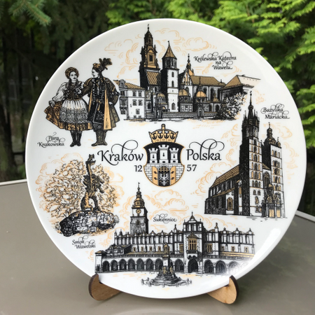 Dekoracyjny talerz Kraków Polska 20cm - Złoty styl POL-MT-083