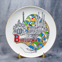 Dekorativer Wandteller Barcelona 20cm aus Keramik Sammlerstück Souvenir aus Spanien Suvenix ES-MT-005