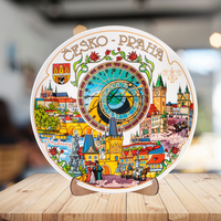 Plate 20cm Prague ceramic decorative wall memento from the Czech Republic Suvenix CHK-MT-024