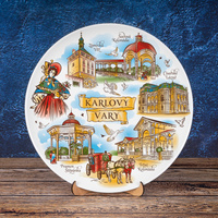 Teller 20cm Karlovy Vary Wanddekoration aus Keramik Sammlersouvenir aus der Tschechischen Republik Suvenix CHK-MT-061