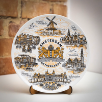 Amsterdam 20cm ceramic decorative wall plate collectible souvenir from the Netherlands Suvenix NLD-MT-003