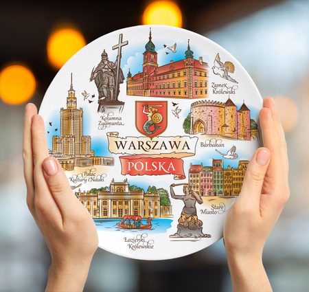 Talerz 20cm Warszawa ceramiczny dekoracyjny na ścianę kolekcjonerski pamiątka z Polski Suvenix POL-MT-220