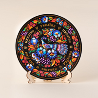 Petrykiwka Keramikteller 20 cm – Ukrainische Volkskunst Souvenir UK-MT-080