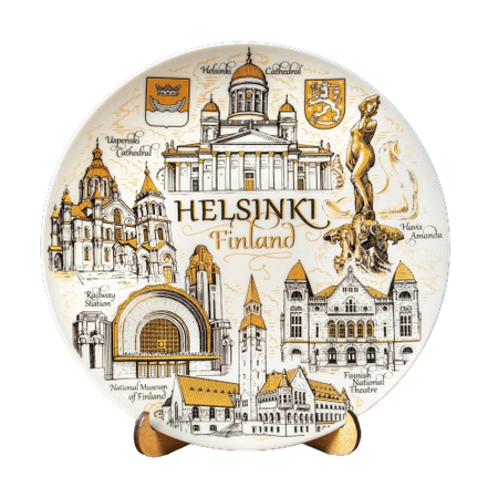 Pamiątka z Helsinek, talerz dekoracyjny, ceramiczny talerz na ścianę, Helsinki, Finlandia, 20 cm FIN-MT-005