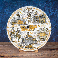 20cm Andenken-Teller aus Zakopane Keramik Gold für Wand POL-MT-135