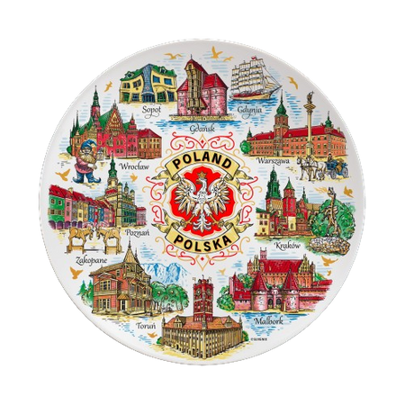 Polski Talerz Pamiątkowy - Dekoracyjny Talerz Ceramiczny 20 cm - Polska Pamiątka na Ścianę POL-MT-191