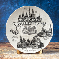Plate 20cm Riga ceramic decorative wall souvenir from Latvia Suvenix LVA-MT-003
