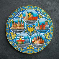 Polen Wandteller handbemalt 20 cm – Blaue Edition, 5 Städte POL-PT-090-2