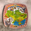 Talerz ceramiczny ścienny dekoracyjny Pamiątka z Ukrainy 20 cm mapa zabytki postacie symbole UK-MT-051