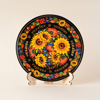 Ukrainian Sunflowers Petrykivka Ceramic Plate 20 cm – Folk Art Souvenir UK-MT-083