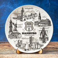 Hamburg 20cm Wandteller aus Keramik dekorativ Sammlerstück Suvenix DE-MT-057