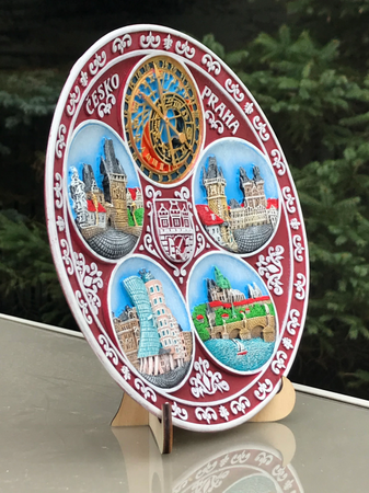 Praga ręcznie malowany talerz ścienny 3D - CHK-PT-003