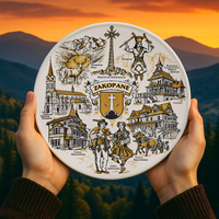 20cm Andenken-Teller aus Zakopane Keramik Gold für Wand POL-MT-135