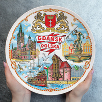 Gdansk Old Town & Neptune Ceramic Wall Plate 20 cm Souvenir POL-MT-216