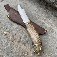 Handmade Outdoor Knife TIGER (light) – 5Cr14MoV, Leather Sheath KN6