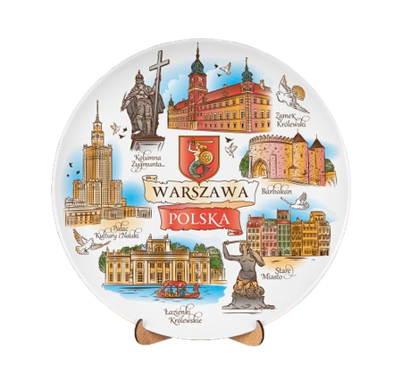 Talerz 20cm Warszawa ceramiczny dekoracyjny na ścianę kolekcjonerski pamiątka z Polski Suvenix POL-MT-220