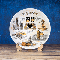 Talerz porcelanowy dekoracyjny Trójmiasto złoty na ścianę 20cm POL-MT-093