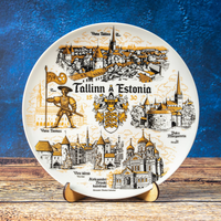 Tallinński Talerz Pamiątkowy - Dekoracyjny Talerz Porcelanowy 20 cm - Estońska Pamiątka na Ścianę EE-MT-004