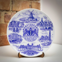 Amsterdam Delft Blue 20cm ceramic decorative wall plate collectible souvenir from the Netherlands Suvenix NLD-MT-002