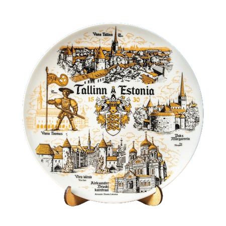 Tallinński Talerz Pamiątkowy - Dekoracyjny Talerz Porcelanowy 20 cm - Estońska Pamiątka na Ścianę EE-MT-004