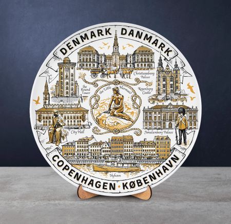 Kopenhaski Talerz Pamiątkowy - Dekoracyjny Talerz Porcelanowy 20 cm - Duńska Pamiątka na Ścianę DK-MT-001