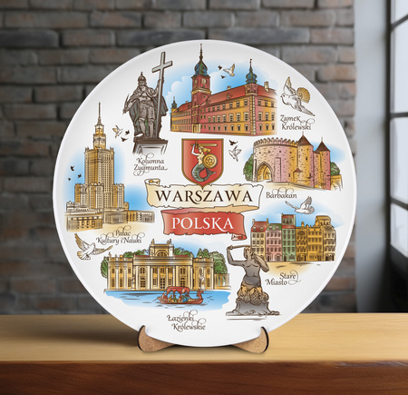 Talerz 20cm Warszawa ceramiczny dekoracyjny na ścianę kolekcjonerski pamiątka z Polski Suvenix POL-MT-220