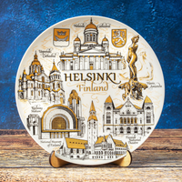 Talerz porcelanowy ozdobny Helsinki 20cm złoty FIN-MT-005