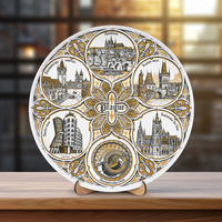 Teller 20cm Prag Gold Keramik Wanddekoration Sammlerstück Souvenir aus der Tschechischen Republik Suvenix CHK-MT-069