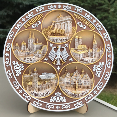 Talerz ceramiczny ręcznie malowany ozdobny 20cm pamiątka z Niemiec DE-PT-017