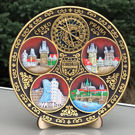 Talerz dekoracyjny ceramiczny Praga kolorowy 20cm ręcznie malowany CHK-PT-001