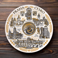 Plate 20cm Prague ceramic wall decorative collectible souvenir from the Czech Republic Suvenix CHK-MT-023