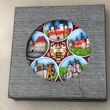 Talerz ceramiczny ozdobny ręcznie malowany 20cm pamiątka z Tallina EE-PT-003