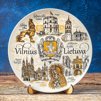Plate 20cm Vilnius ceramic decorative wall memento from Lithuania Suvenix LTU-MT-004