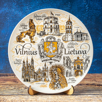 Talerz porcelanowy ozdobny na ścianę 20cm Wilna złoty dekoracyjny LTU-MT-004