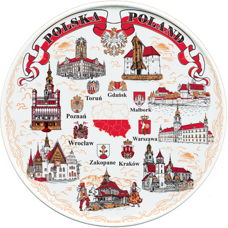 Talerz porcelanowy dekoracyjny Polska pamiątka z Polski 20cm POL-MT-120